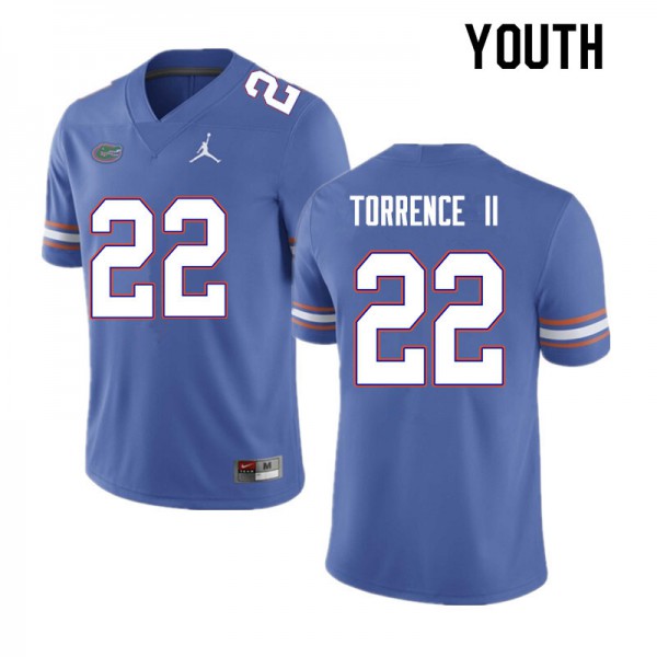 Youth #22 Rashad Torrence II Florida Gators College Football Jersey Blue